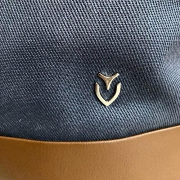 VESSEL Brown Blue Denim Canvas Leather Tote Bag Weekend Shoulder Zip Very Good - Picture 9 of 12